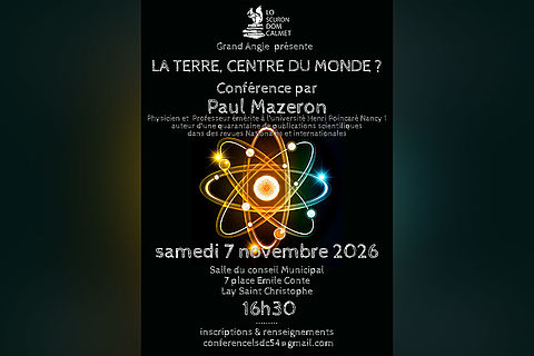 Affiche Conférence La Terre Centre du Monde 7 nov 2026